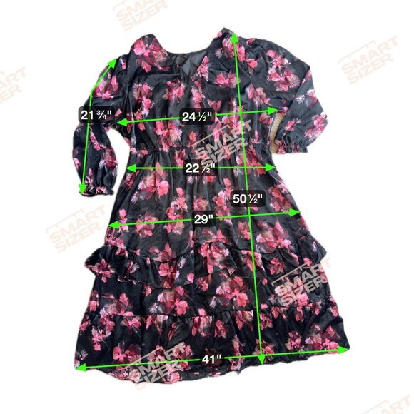 Terra Sky Tiered Wrap Maxi Dress Women Size 2x Babydoll Satin Silky Empire Waist - Picture 2 of 8